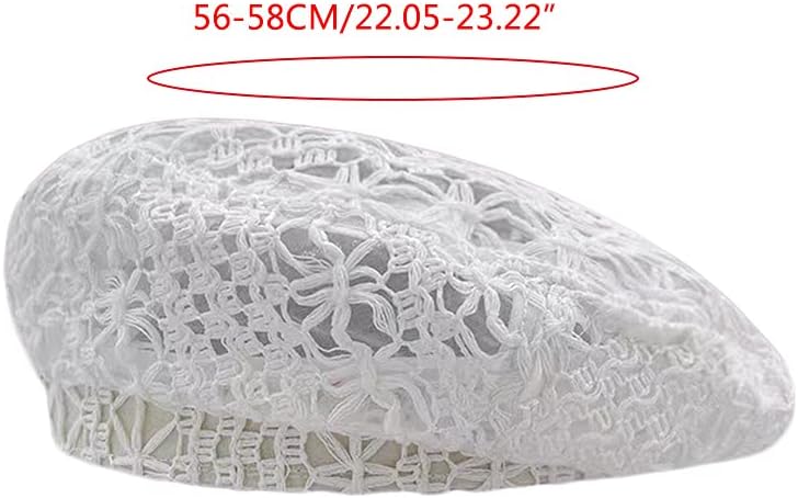 Crocheted Hat Summer Women Beret Knitted Cotton French Style Artist Hollowed Out Fashion Accessory Hats for Black for Small