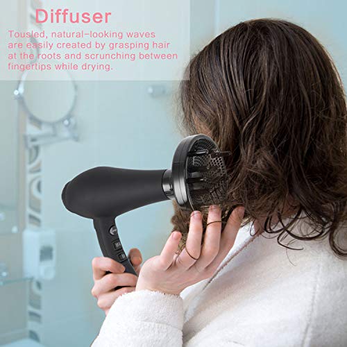 Hair Dryer 1875W, Negative Ionic Fast Dry Low Noise Blow Dryer, Professional Salon Hair Dryers With Diffuser, Concentrator, Styling Pik, 2 Speed And 3 Heat Settings (Black) #TOP1