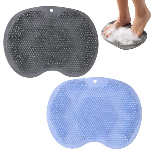 2Pcs Silicone Shower Foot Scrubber Mat, Foot Scrubber Mat, F