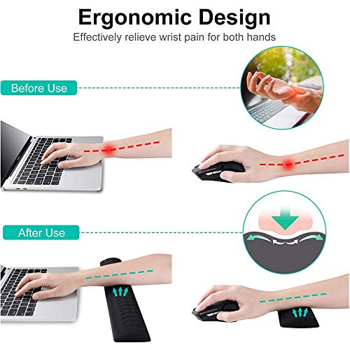 Ergonomisches Tastatur- und Maus-Handgelenkauflage-Set, Memory-Schaum-Unterstützung mit rutschfester Unterseite für komfortables Spielen, Büro und Heimcomputer