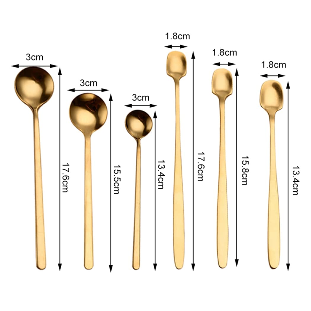 Cucharas de Café, Té 12 unids / set Copia de café Acero inoxidable Mini cucharaditas de oro Postre cuchara Helado Helado Sopa Cuchara Accesorios de cocina Cuchara para Cocinar，Cuchara de Sopa