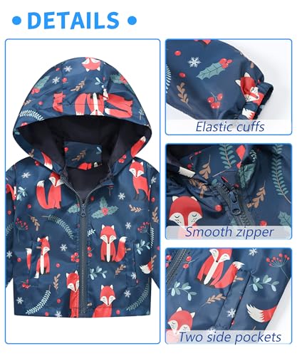 Happy Cherry Toddler Baby Casual Cartoon Prints Windbreaker Hoodie Coat Lightweight Casual Jacket 1-5T3