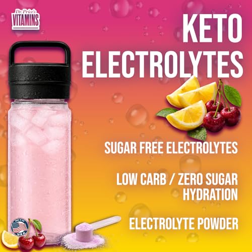 Image of Dr. Price's Vitamins Electrolytes Powder, Cherry Lemonade, 90 Servings | Sugar Free Hydration, Electrolyte Mix, Bulk Powder, Sodium, Potassium & 72+ Trace Minerals, Keto Friendly, Doctor Formulated