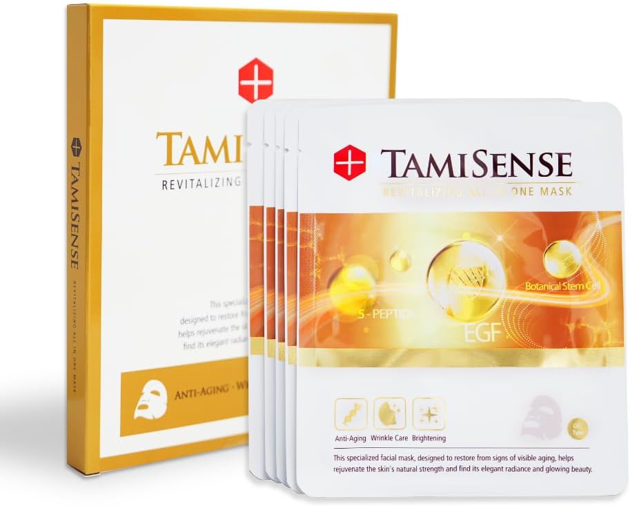FAMENITY 33ml Essence Best Moisturizing Face Mask For Korean Skincare - Sheet Masks with 33ml Serum Vitamin B Complex Rice Extract Collagen & Face Moisturizer for women men (5 Masks)