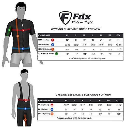 FDX Men’s Summer Cycling Suit Short Sleeve Cycling Jersey with 3D Gel Padded Bib Shorts Set Breathable, Quick Dry All Day Bicycle Clothing Set for Outdoor Riding Sport, Biking Race (Red-XL) - Image 7