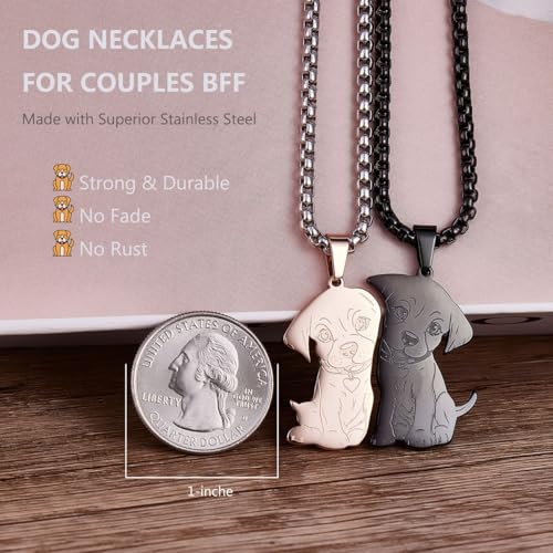 Dog Couples Necklace Cute Dog Sitting Puzzle Matching Necklaces Gift for Men Women 6