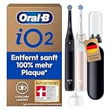 Oral-B iO Series 2 Elektrische Zahnbürste, Electric Toothbrush, DUO Pack, 2. Handstück, 3 Putzmodi für Zahnpflege, Reise-Etui, Aufsteckbürsten-Etui, Designed by Braun, Night Black, Calm Pink