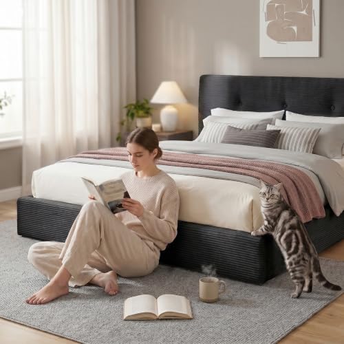 Image of EnHomee Cloud Bed Frame Queen Size with Adjustable Headboard