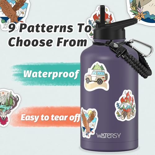 Image of 64oz Insulated Water Bottle (Cold for 48 Hrs),BPA Free&Leak Proof,Half Gallon Stainless Steel Water Flask,Water Jug with Straw Spout Lids for Gym,Hiking,Camping,Purple