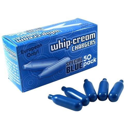 50 EUROPEAN Whipped Cream Chargers (JK50) - Nitrous Oxide N2O - 1 box of 50 Special Blue