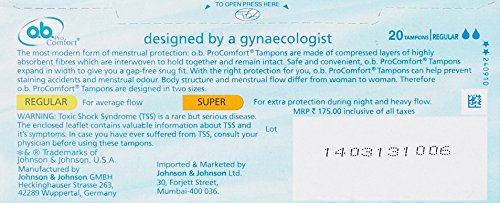 O.b. ProComfort Tampons - Regular (Average Flow, 20 Piece) - Image 2