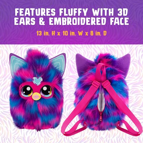 Image of Concept One Furby Plush Backpack, Purple Mini Handbag with Adjustable Shoulder Straps, Pink