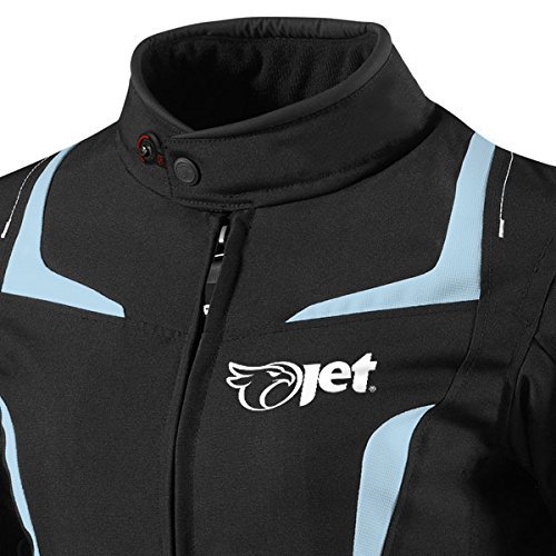 Jet Motorcycle Motorradjacke Frauen Damen Sommer Winter Gepanzerte Textilwasserdichte ELEKTRA (L (12/14), Schwarz/Himmelblau)