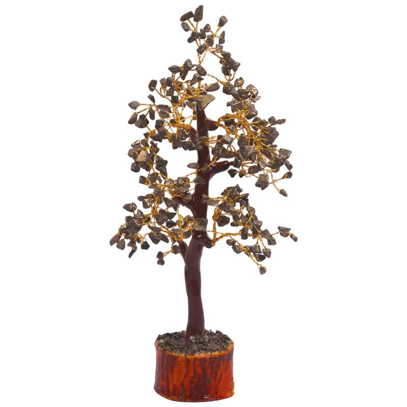Image of Smoky Quartz Gemstone Tree Decor for Home & Office | Healing Crystal Bonsai Tree with Wooden Base | Vastu Feng Shui Protection, Grounding & Positive Energy Showpiece