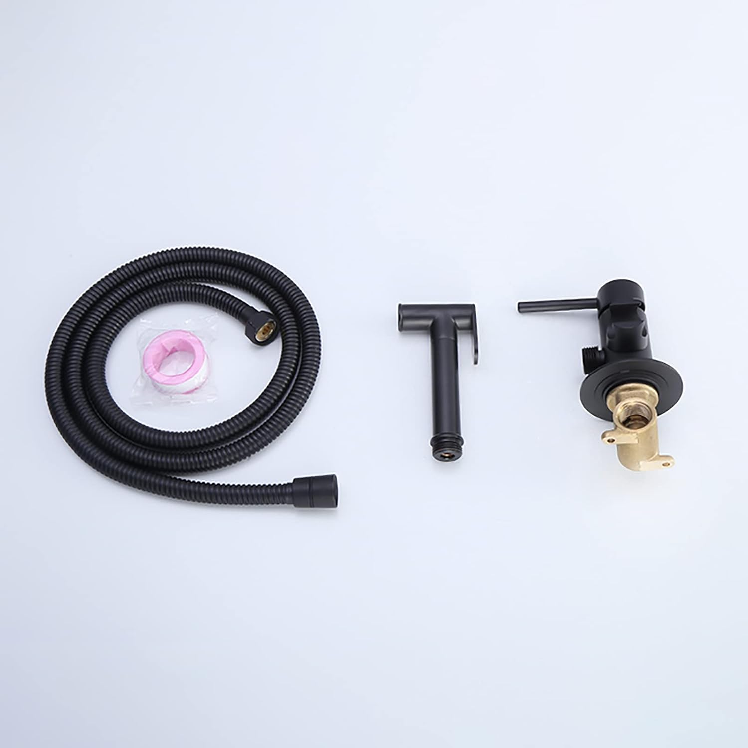 Black Handheld Bidet Sprayer for Toilet, Brass Bathroom Cloth Diaper Set with Cold and Hot Water, Wall Mounted Kit for Feminine Hygiene, Bathing Pets