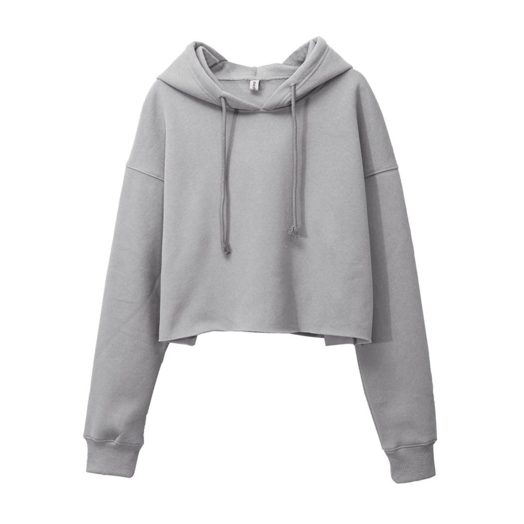 Amazhiyu Sudadera corta con capucha y manga larga para mujer, de forro polar