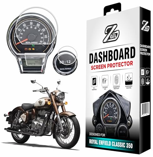 Image of ZEIR Screen Protector For ROYAL ENFIELD CLASSIC 350 2026+ || Instrument Clusters & Tripper Navigation Screen Guard || Anti Fingerprint || 9H New Bike Display Accessory || Also Compatible with 2024-2025 [Not Tempered Glass]