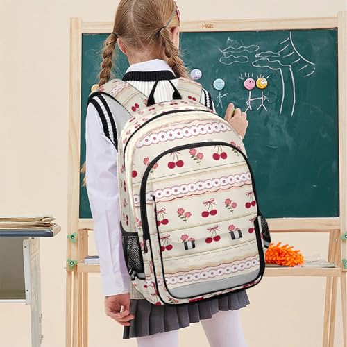 ALAZA Cherry Lace Bow Laptop Backpack Purse for Women Men School Bag 17 Inch Bookbag Student Boys Girls Travel Casual Daypack2