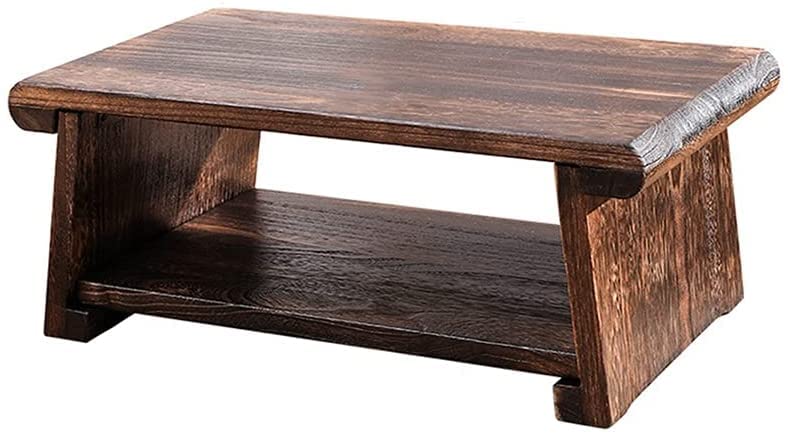 WJFMZS Opvouwbare lage tafel, retro tafel in Japanse stijl, salontafel 2- laags met opbergplank, computerbureau boven het bed, tatami-tafel, Zen- theetafel voor woonkamer, erker
