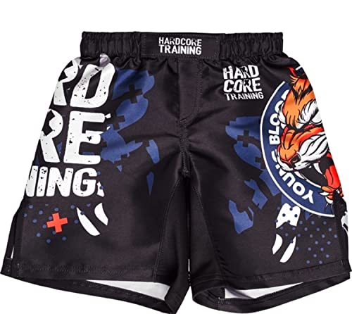 Hardcore Training Kids Boxing Shorts Tiger Fury Short de Boxe Enfant Fitness MMA BJJ Vêtements de Sport Kickbocing Workout Gym (16 Years) Cover