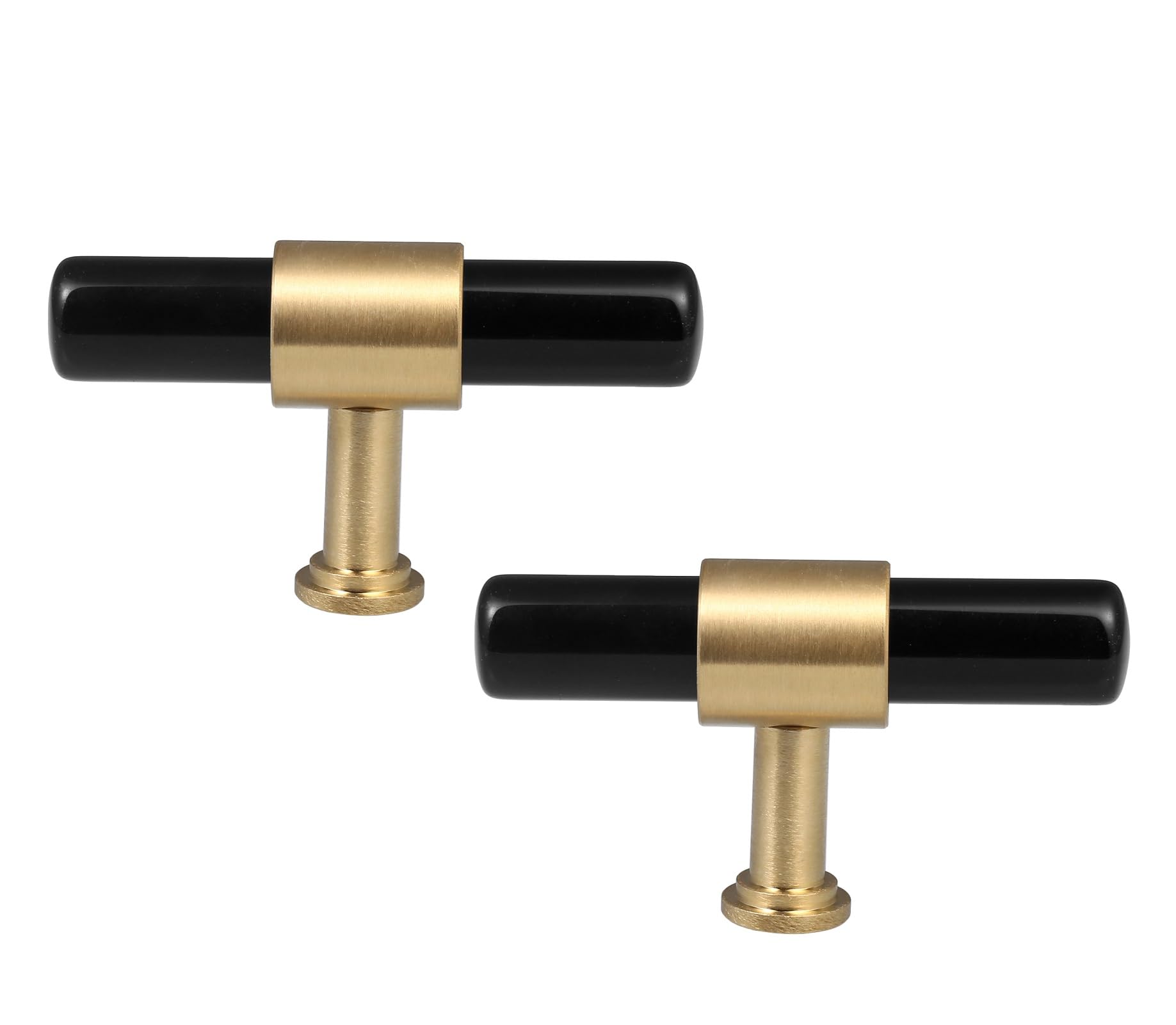 Boutons de barre en T en obsidienne noire rockcloud pour tiroir et armoire x2