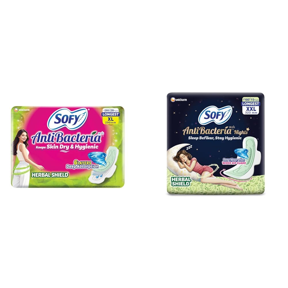 Sofy AntiBacteria XL - 290mm | 28 Pads | For Women| Sanitary Pads | Keep Skin Dry | 6 Layer Deep Absorption | Herbal Shield | Hygiene & Herbs | X-Large & Women Anti Bacteria Longest XXL Sanitary Pads-picture-10