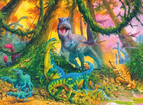 Ceaco - Dinosaur Jungle - Rompecabezas de 100 Piezas para Niños | Hecho en USA con Cartón Reciclado, Tamaño Final 11 x 15 pulgadas miniatura 1