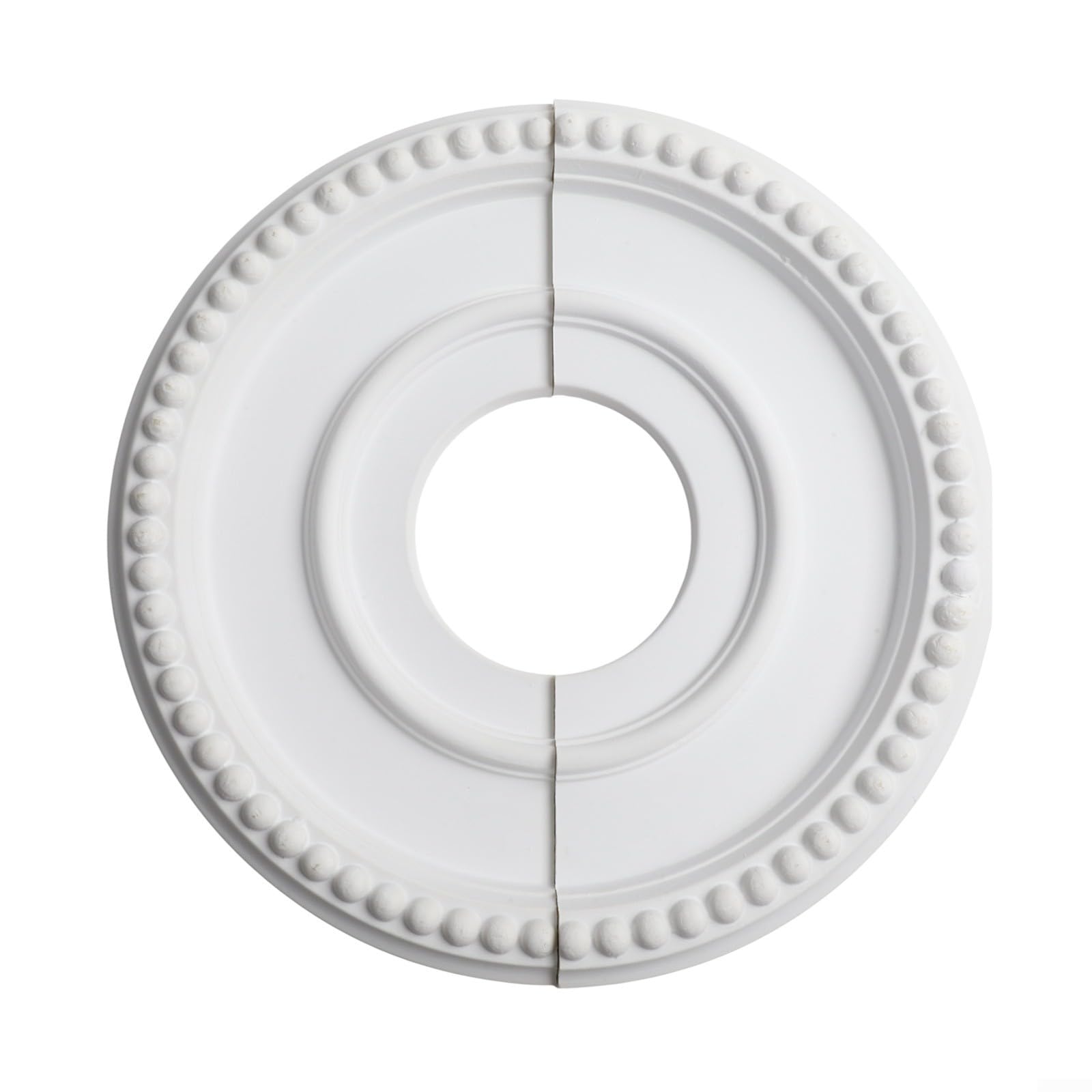 Medallón de techo dividido redondo blanco de 315 mm, placa decorativa de poliuretano para lámparas y ventiladores de techo, fácil de instalar, sin taladrar, oculta las imperfecciones del techo