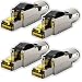 Produktbild Cat 8 Netzwerkstecker RJ45 Stecker Werkzeuglos bis 40 GBit/s 2000 MHz Ethernet | geschirmt Crimpstecker für Verlegekabel Datenkabel Installationskabel Cat 8.1 Cat 7 Cat6a Cat6 / 8 polig Plug 4 Stück