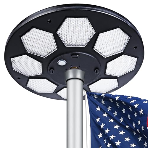 Aurolit Flagpole Light Solar Powered 160 LED,Auro 6 Pro Black Flag Pole Light Ultra Bright for 15-25 Ft Poles,15 Hour Dusk to Dawn Auto On/Off