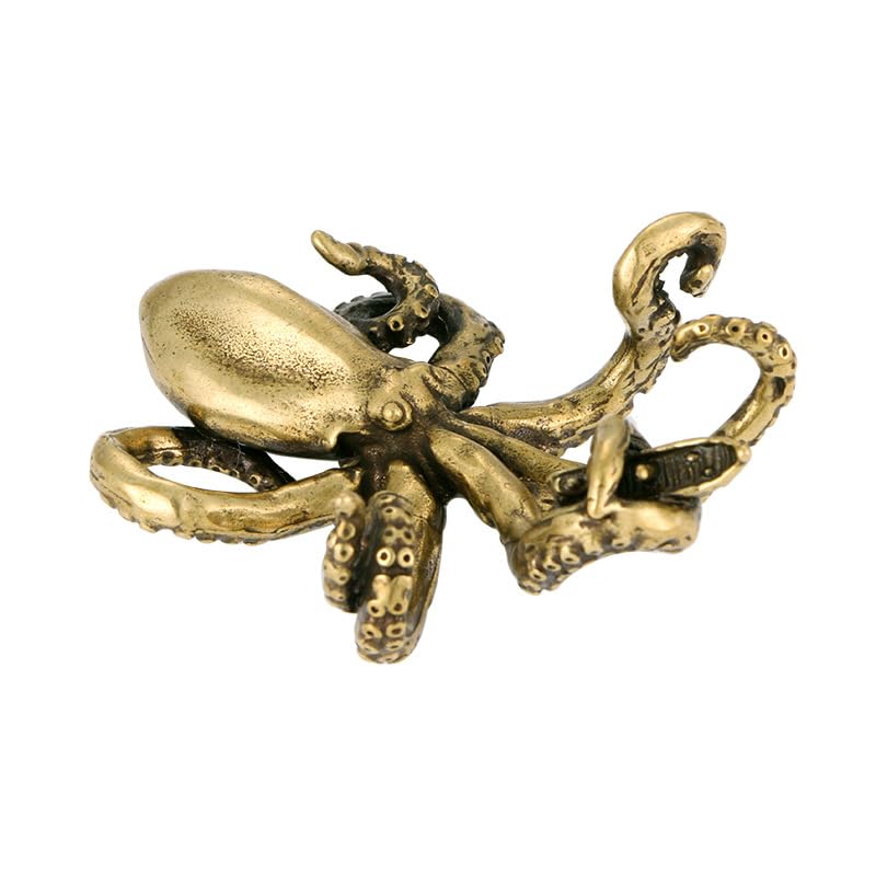 Poulpe antique en laiton et cuivre sculpté de haute manufacture