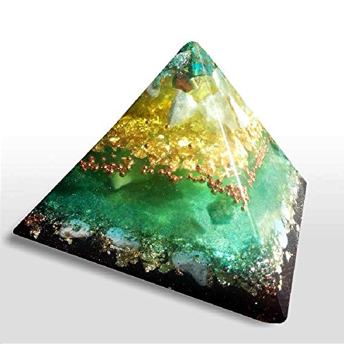 Orgone Pyramid Turquoise Jade 22kt Gold Reiki charged,...