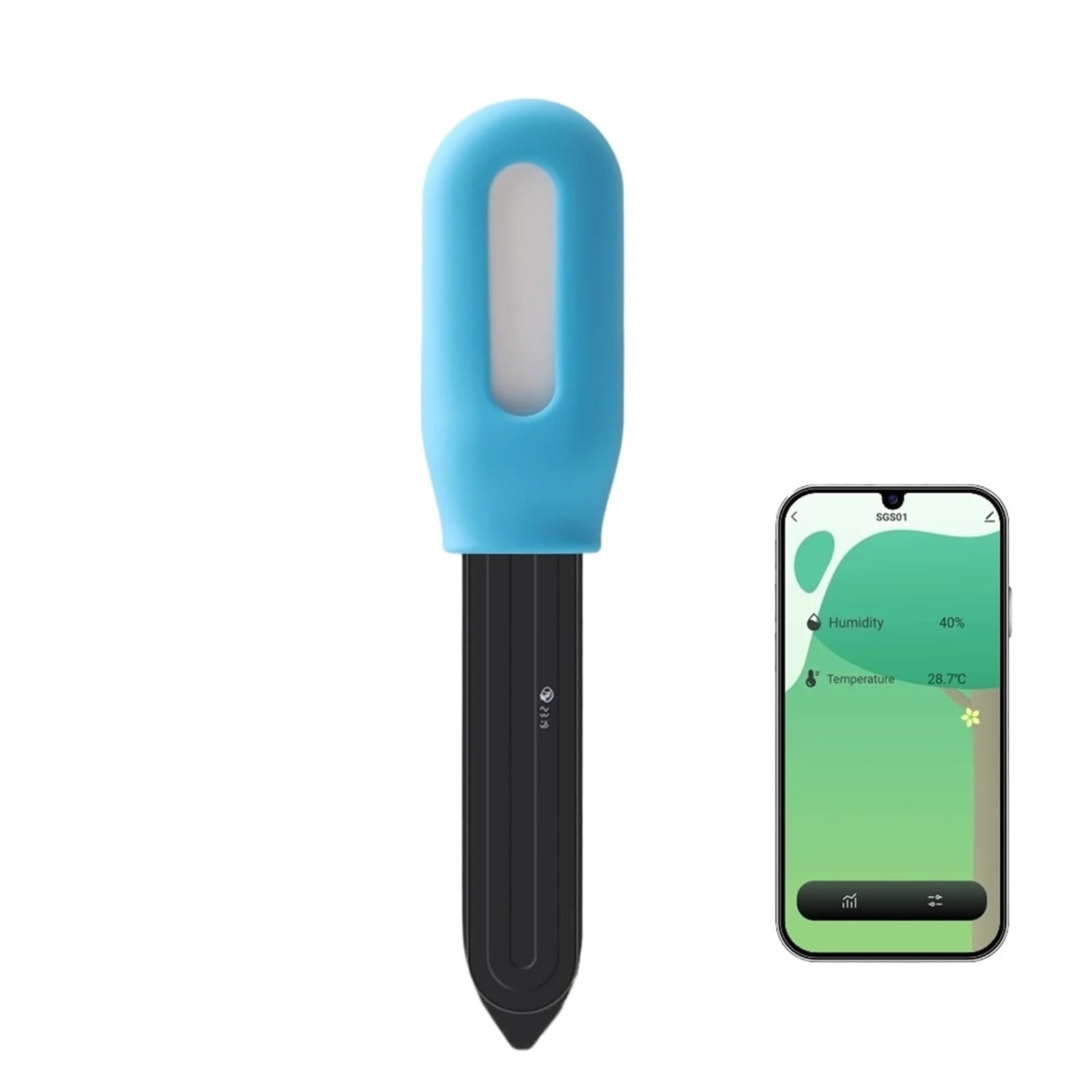 Probador de suelo inteligente con, Sensor humedad y temperatura, higrómetro tierra inalámbrico for plantar jardín, césped en maceta,Monitoreo preciso