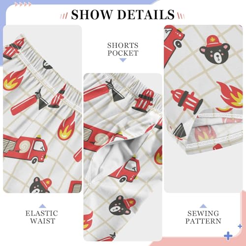 ZZXXB Fire Truck Bear Boys Long Pants Soft Trousers Elastic Waist Kids Lounge Bottoms with Pockets S-XL4