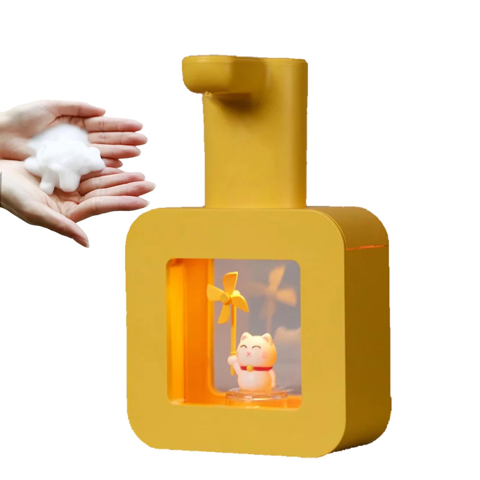 Dispensador De Jabón Automático, Dispensador De Jabón Sin Contacto De Espuma Lindo De 400 Ml, Dispensador De Jabón De Manos Impermeable para Niños para El Hogar, Baño Y Escuela(Yellow)