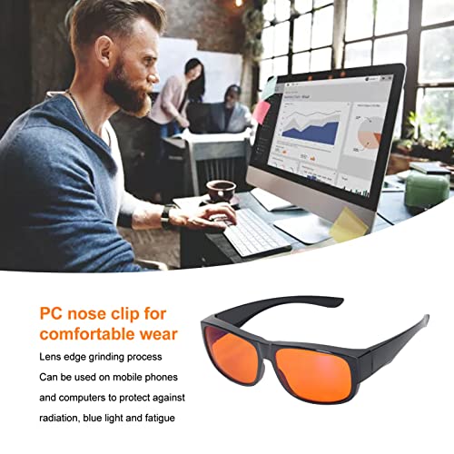 400-500nm Blue Light Gaming Glasses, Over 99.9% Blue Light Blocking Glasses, Orange Lens, UV Protection - Image 4
