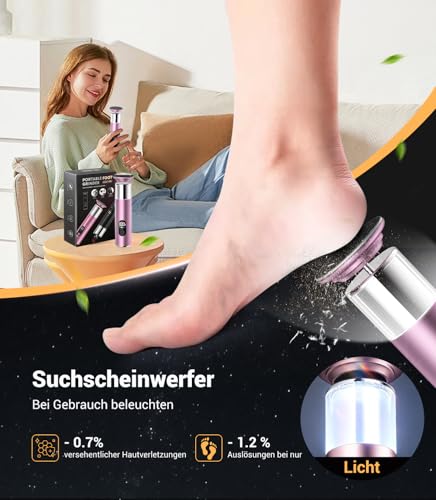 7-IN-1 Hornhautentferner Elektrisch【Nr.1 in Hornhautentfernung – Zertifiziert】Hornhautentferner【Mit LED-Display & integriertem Licht】Hornhaut Entfernen Fuß mit USB-C für Zuhause, Reisen(Pink)