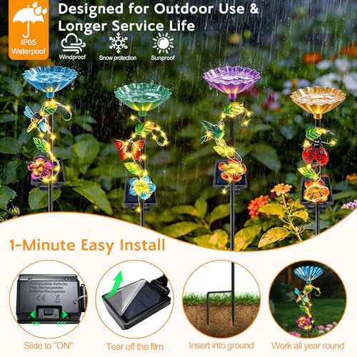 VOOKRY Solar Garden Decor Lights Outdoor & bee/Bird/Butterfly Water Station by VOOKRY - Used condition - Image 4