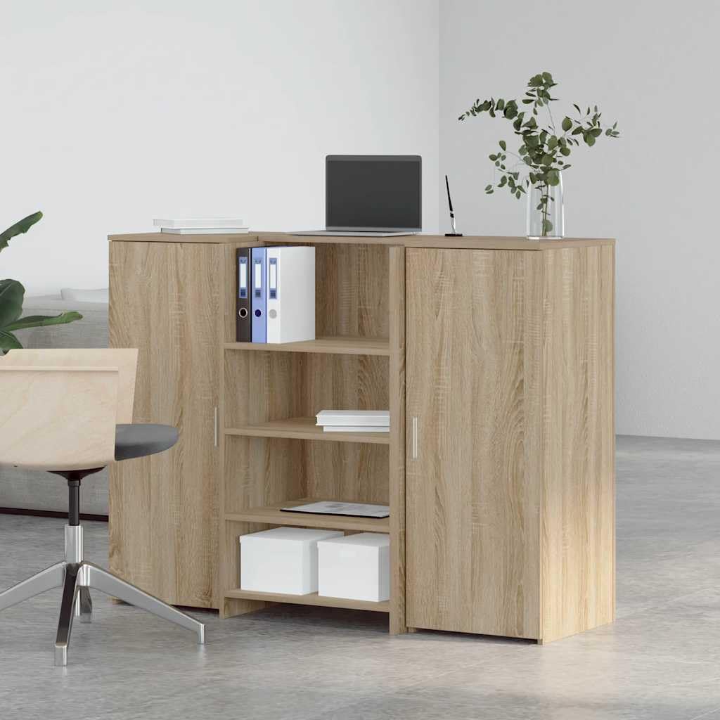 Banco reception Sonoma 135 x 50 x 103,5 cm, materiale a base di legno con piano integrato e armadio offre ampio spazio di archiviazione, mobile da ufficio robusto per ufficio aziendale