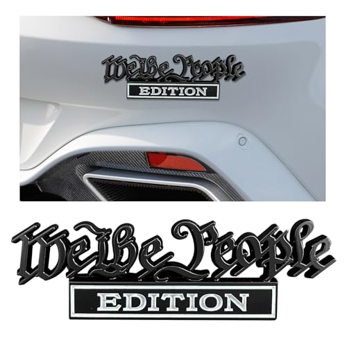 Image of Ziciner We The People Edition Emblem, 3D Metal Raised Car Fender Badge Decal with Strong Adhesive, Universal Combat Veteran Letters Sticker Replacement for Car (Black&White)