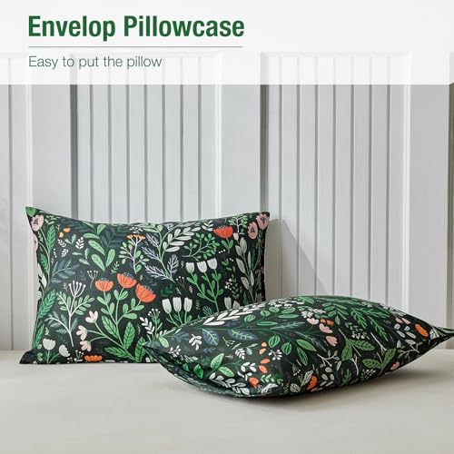 Image of Lekesky King Size Reversible Duvet Cover, Duvet Cover King Size 3 Piece Romantic Garden Microfiber Botanical Bedding Set with Zipper Closure Corner Ties