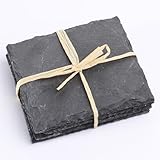 Package of 8 Real Slate Slab Coasters Tied with Decorative Jute String