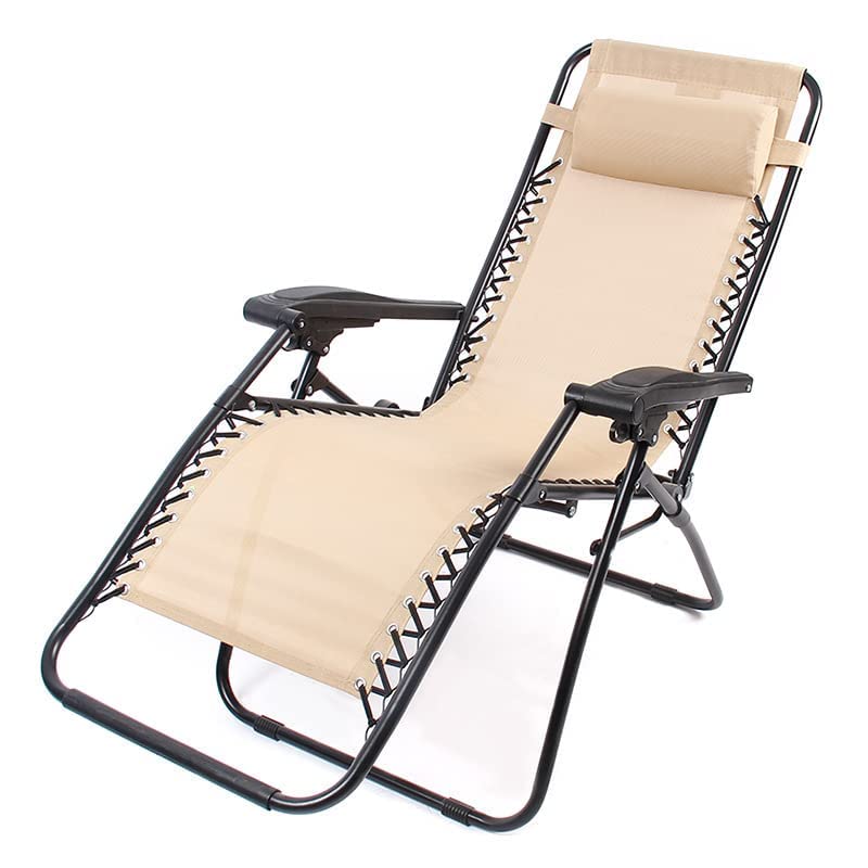 Image of ginoya brothers - Recliner Sleeping Chair with Adjustable & Foldable Legs for Beach, Home Lounging, Camping Outdoor Activity (Beige)