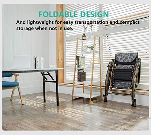 Cadeira de balanço dobrável para pátio adulto com almofada de bambu, reclinável resistente para cade