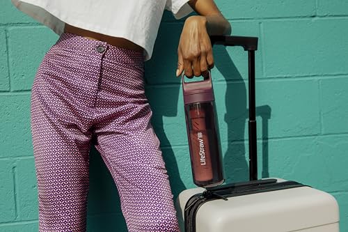 Image of LifeStraw Go Series BPA-Free Water Filter Bottle, 22 oz, Merlot Me Away | Plastic Water Filter Bottle for Travel and Everyday use removes Bacteria, parasites and microplastics, Improves Taste