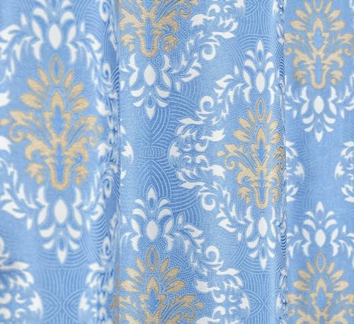 Image of Polyester Nexus Design Printed Room Darkening Door Curtain 7 Feet Set of 2 | Blackout Curtains for Bedroom Living Room Decor - Blue