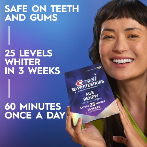 Image of 3DWhitestrips Age Renew At-Home Teeth Whitening Kit, 21 Treatments, 25 Levels Whiter, Removes 30 Years of Stains