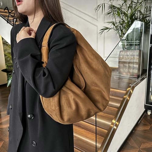 Faux Suede Tote Bags for Women Vintage Suede Slouchy Hobo Bag Shoulder Handbag Leather Underarm Purse Top Handle Handbag 20254