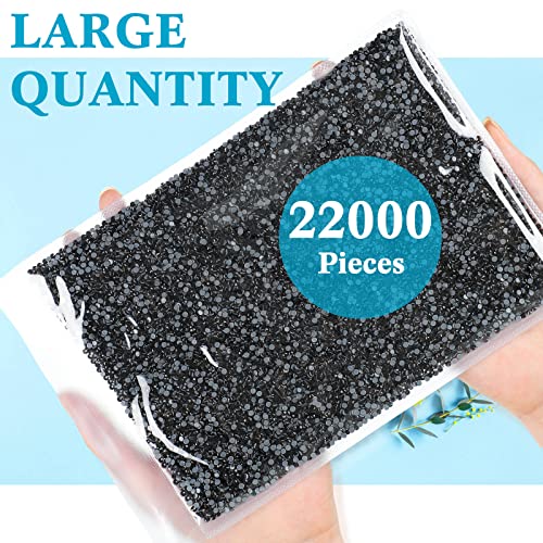 Image of 22000 Pcs Hotfix Rhinestone Bulk Crystal Iron on Flat Back Nail Gems Hot Fix Round Glass Rhinestones for Bedazzling DIY Crafts Clothes Shoes Supplies Decoration 2.7-2.9mm(SS10, Black)