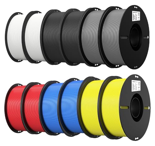 Image of Creality PLA Filament 1.75mm Bundle 12KG, High Precision + /-0.02mm 3D Printer Filament, Consistent Extrusion, Smooth Printing, 12 Pack 1KG Spool,Fits for Most FDM 3D Printers